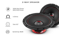 DS18 GEN-X6.5C 6.5" 2-Way Component Speaker Car Speaker 150 Watts 4-Ohm - DS18