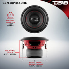 GEN-XX 10" High Excursion Subwoofer Double Stacked Magnets 500 Watts Rms DVC 4-Ohm - DS18