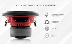 GEN-XX 10" High Excursion Subwoofer Double Stacked Magnets 500 Watts Rms DVC 4-Ohm - DS18