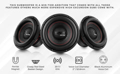 GEN-XX 10" High Excursion Subwoofer Double Stacked Magnets 500 Watts Rms DVC 4-Ohm - DS18