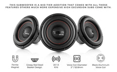 GEN-XX 12" High Excursion Subwoofer Double Stacked Magnets 600 Watts Rms DVC 4-Ohm - DS18