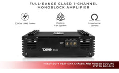 PRO 1-Channel Full-Range Class D Amplifier 2200 Watts Rms @ 1-Ohm - DS18