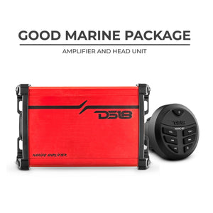 Good Marine Audio Package - Head Unit & 4 Channel Amplifier - DS18