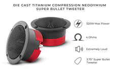 3.75" Die Cast Compression Neodymium Super Bullet Tweeter 1.3" Aluminum | 160W RMS 4-Ohm - DS18