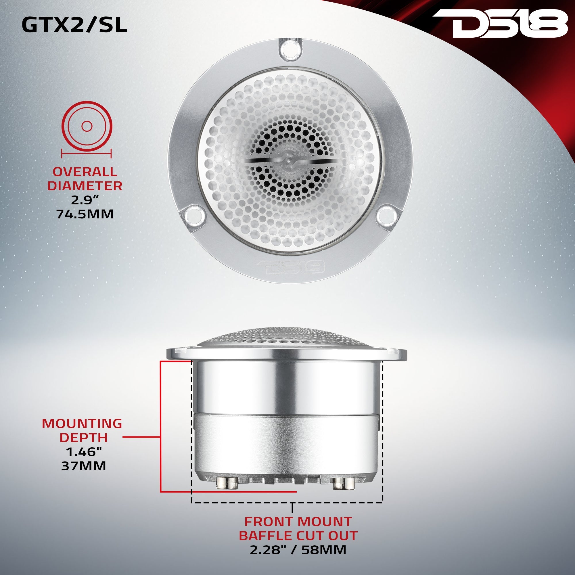 3” Super Bullet Tweeter with 1” Titanium Voice Coil and Neodymium Magnet | 120W RMS 4-Ohm - DS18