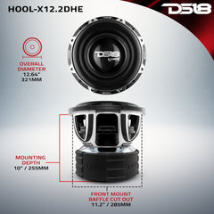 HOOLIGAN X 12" High Excursion Subwoofer 4000 Watts Rms 4" DVC 2-Ohm - DS18