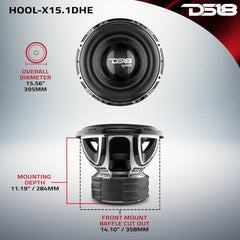 HOOLIGAN X 15" High Excursion Subwoofer 4000 Watts Rms 4" DVC 1-Ohm - DS18
