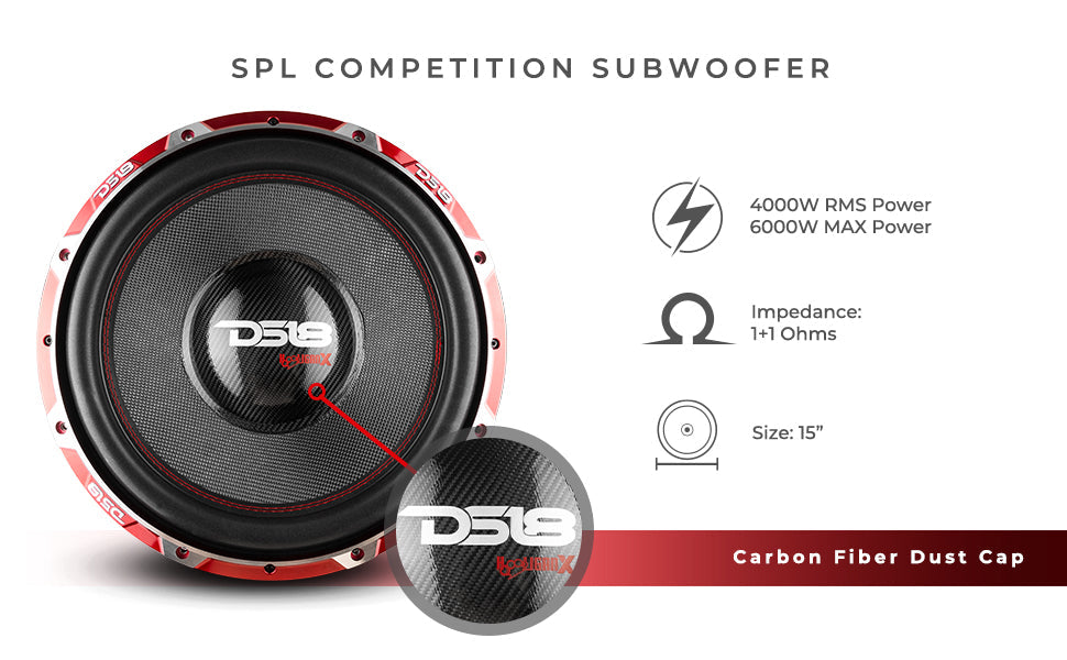 HOOLIGAN X 15" SPL Subwoofer 4000 Watts Rms 4" DVC 1-Ohm - DS18