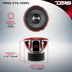 HOOLIGAN X 15" SPL Subwoofer 4000 Watts Rms 4" DVC 1-Ohm - DS18