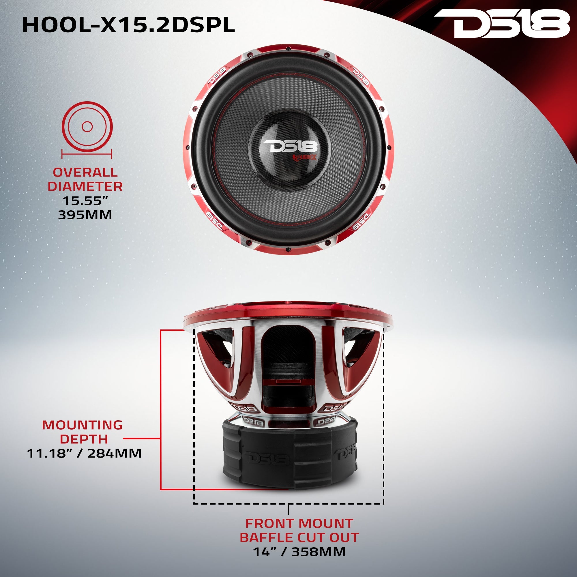 HOOLIGAN X 15" SPL Subwoofer 4000 Watts Rms 4" DVC 2-Ohm - DS18