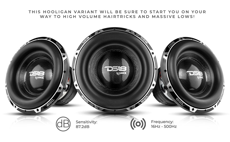HOOLIGAN X 15" High Excursion Subwoofer 4000 Watts Rms 4" DVC 1-Ohm - DS18