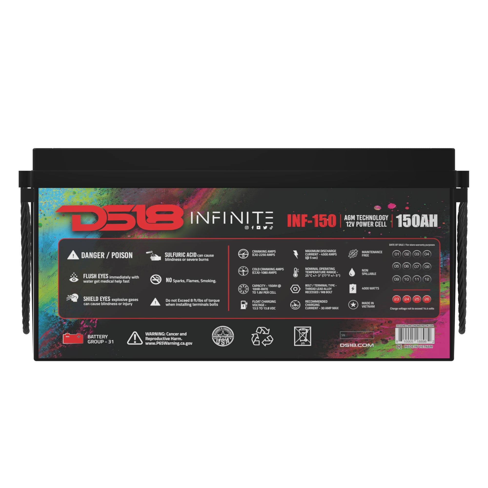 INFINITE 150 AH AGM Power Cell 12 Volt Battery - DS18