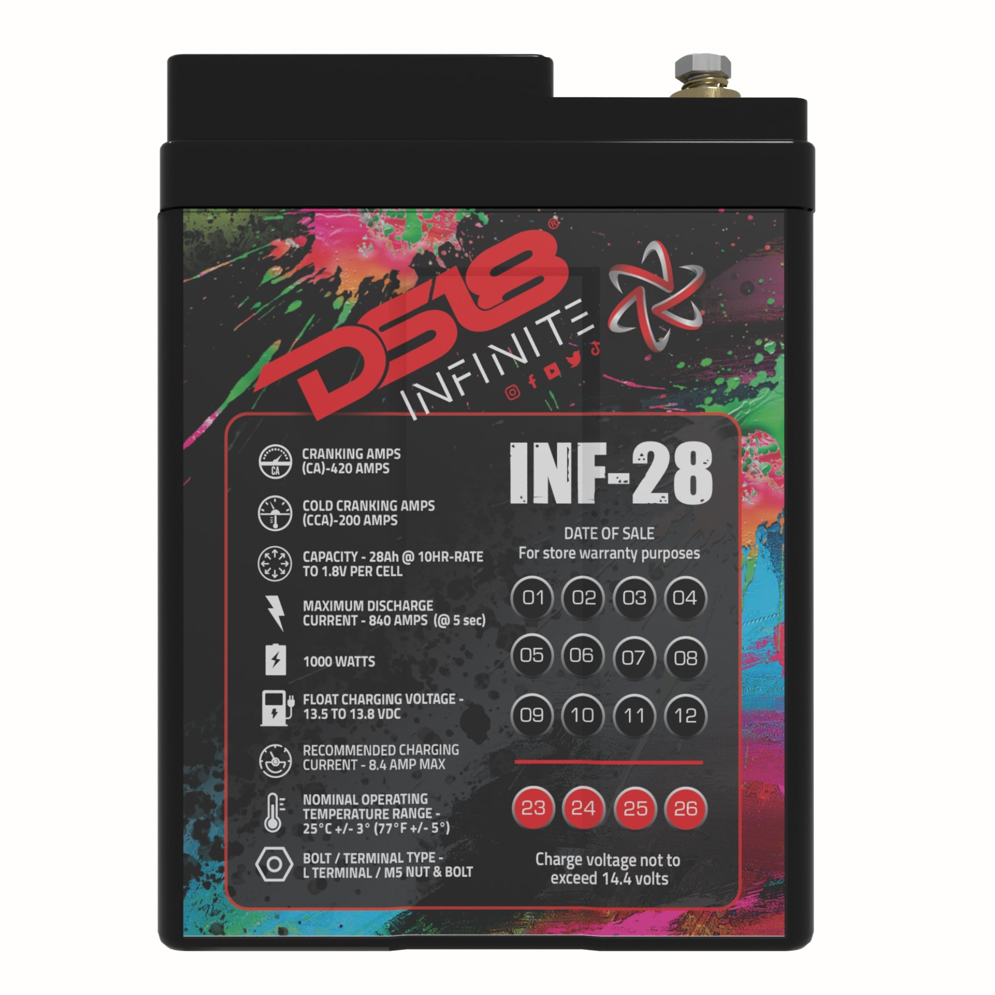 INFINITE 28 AH AGM Power Cell 12 Volt Battery - DS18