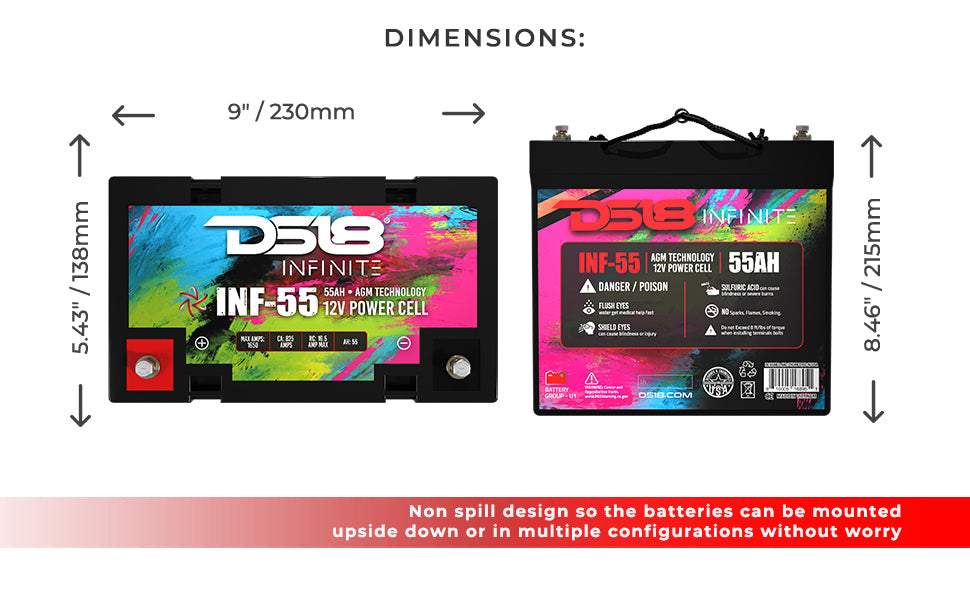 INFINITE 55 AH AGM Power Cell 12 Volt Battery - DS18