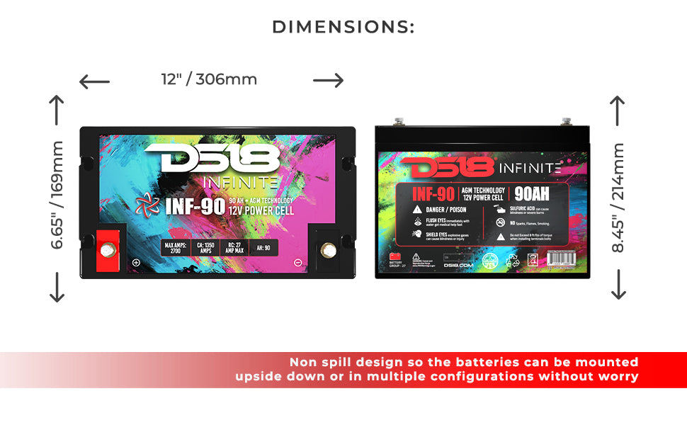 INFINITE 90 AH AGM Power Cell 12 Volt Battery - DS18