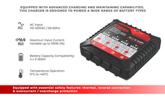4 X 1.5 AMP Automatic Smart Lithium and AGM Battery Charger and Maintainer - DS18