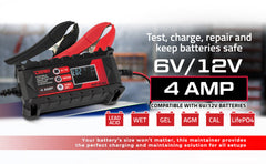 4 AMP Automatic Smart Lithium and AGM Car Battery Charger & Maintainer - DS18