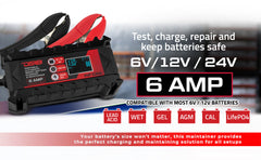 6 AMP Automatic Smart Lithium and AGM Car Battery Charger & Maintainer - DS18