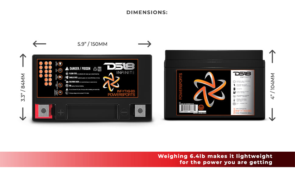 INFINITE 350 Watts 9 AH AGM Power Cell For Power Sports - DS18