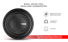 IXS Shallow-Mount 12" Fiber Glass Subwoofer 800 Watts Rms DVC 2-Ohm - DS18