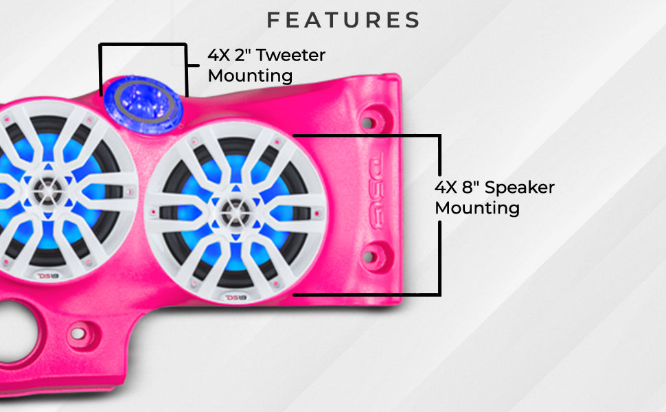 DS18 JK-SBAR/PINK Exclusive Overhead Audio Bar System for JK/JKU Jeeps(4x 8" Speakers 4x3.72" Tweeters 2x1" Drivers) Pink
