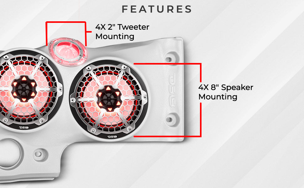 Jeep JK/JKU Overhead Bar System Fits 4 X 8" Speakers, 4 X Tweeters and 2 X Drivers -White - DS18