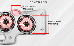 Jeep JK/JKU Overhead Bar System Fits 4 X 8" Speakers, 4 X Tweeters and 2 X Drivers -White - DS18