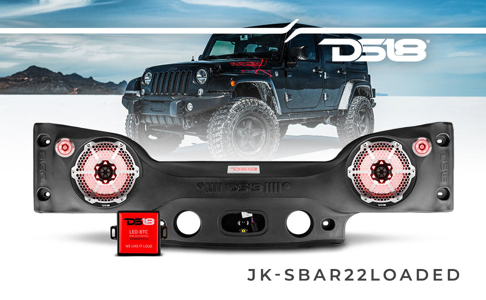 DS18 JKSBAR22LOADED Jeep JK/JKU Plug & Play Sound Bar Package - DS18