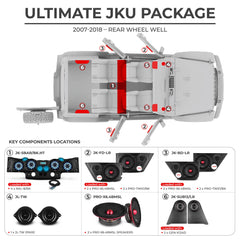 Jeep JKU 2007-2018 Ultimate Package – Loaded Sound Bar, Door Panels, Rear Wheel Subwoofers & Amplifiers - DS18