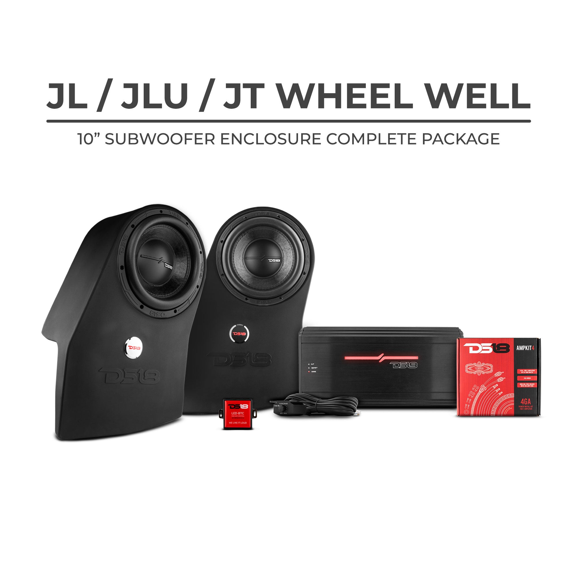 DS18 JL/JLU Exclusive Wheel Well Subwoofer Enclosure Package - DS18