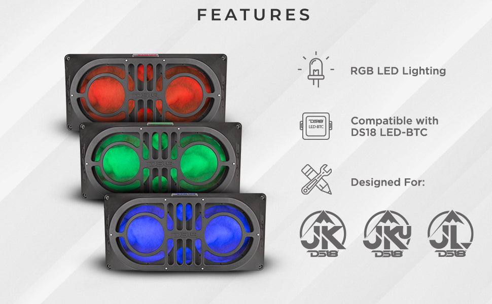 Jeep TJ,JK/JKU,JL/JLU Tailgate Loudspeaker Enclosure for 2 X 10" and 2 x 3" Tweeters - DS18