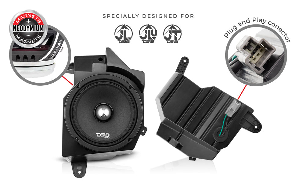 Jeep JL/JLU/JT Dash Enclosure – Loaded 6.5” Left & Right with PRO-FR6NEO, 225W RMS - DS18