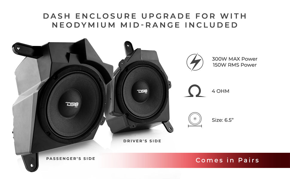 Jeep JL/JLU/JT Dash Enclosure – Loaded 6.5” Left & Right with PRO-JP6NEO, 150W RMS - DS18