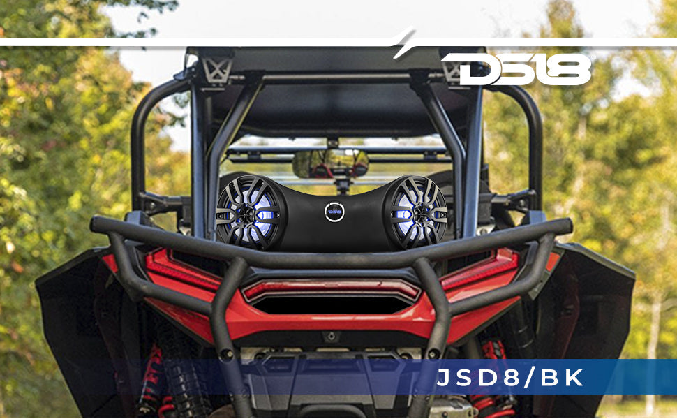 Dual 8" Marine Flat Mount Sound Bar Enclosure with LED RGB Lights 250 Watts Rms (NXL-8BK Included) - DS18