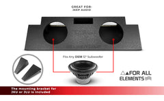 Jeep JKU/JLU Down Firing Subwoofer Enclosure 2 x 12" - DS18