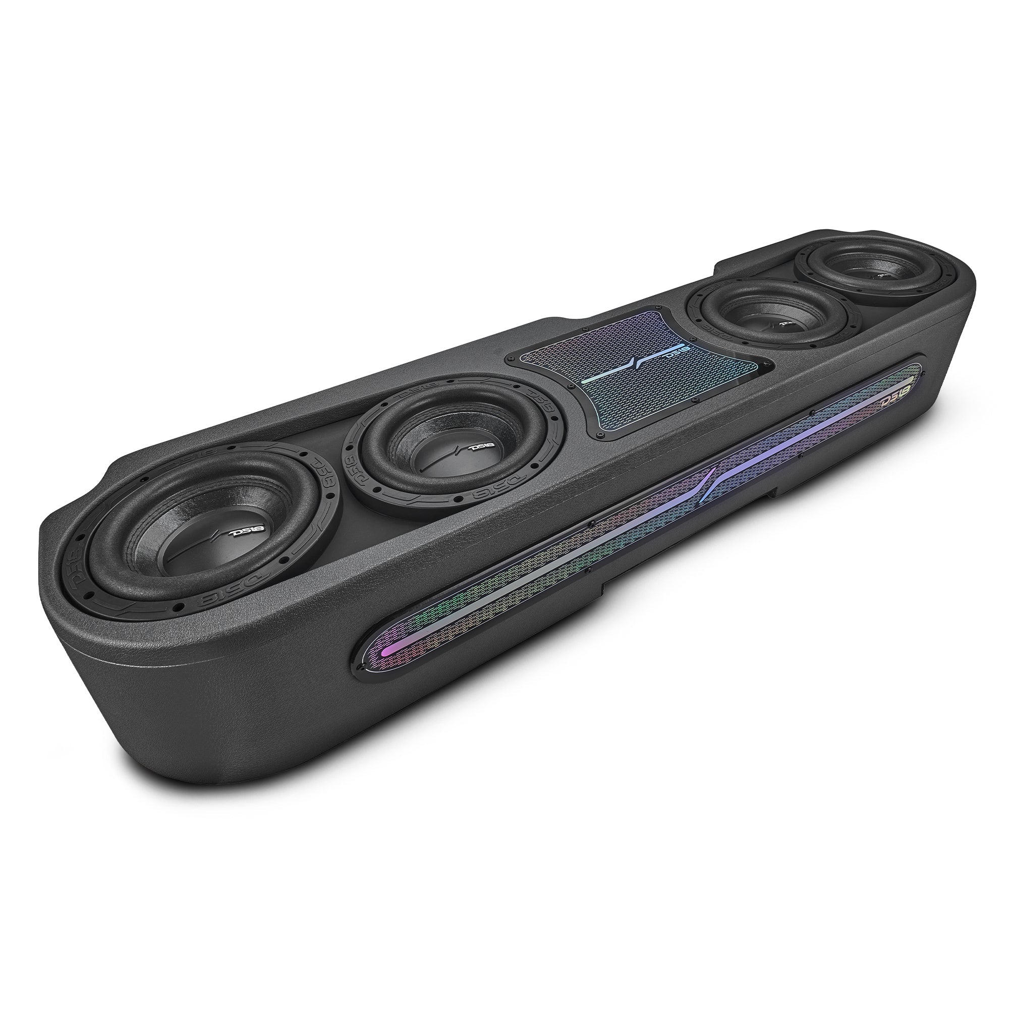 Jeep JT Gladiator Loaded Under Rear Seat Subwoofer Enclosure with 4 X 8" ZR8.2D, Leather Wrapped and Digital LED Lights |