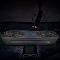 Jeep JT Gladiator Loaded Under Rear Seat Subwoofer Enclosure with 4 X 8" ZR8.2D, Leather Wrapped and Digital LED Lights |