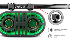 Dual 8" Marine and Powersports PRO Roll Cage Sound Bar System with Built in LED RGB Lights 500 Watts Rms ( 2 x PRO-HY8.4B
