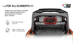 Dual 8" Marine and Powersports PRO Roll Cage Sound Bar System with Built in LED RGB Lights 500 Watts Rms ( 2 x PRO-HY8.4B