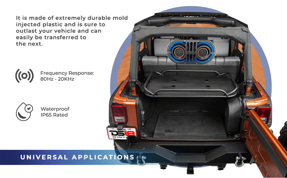Dual 6.5" Marine and Powersports PRO Roll Cage Sound Bar System with Built in LED RGB Lights450 Watts Rms ( 2 x PRO-HY6.4B