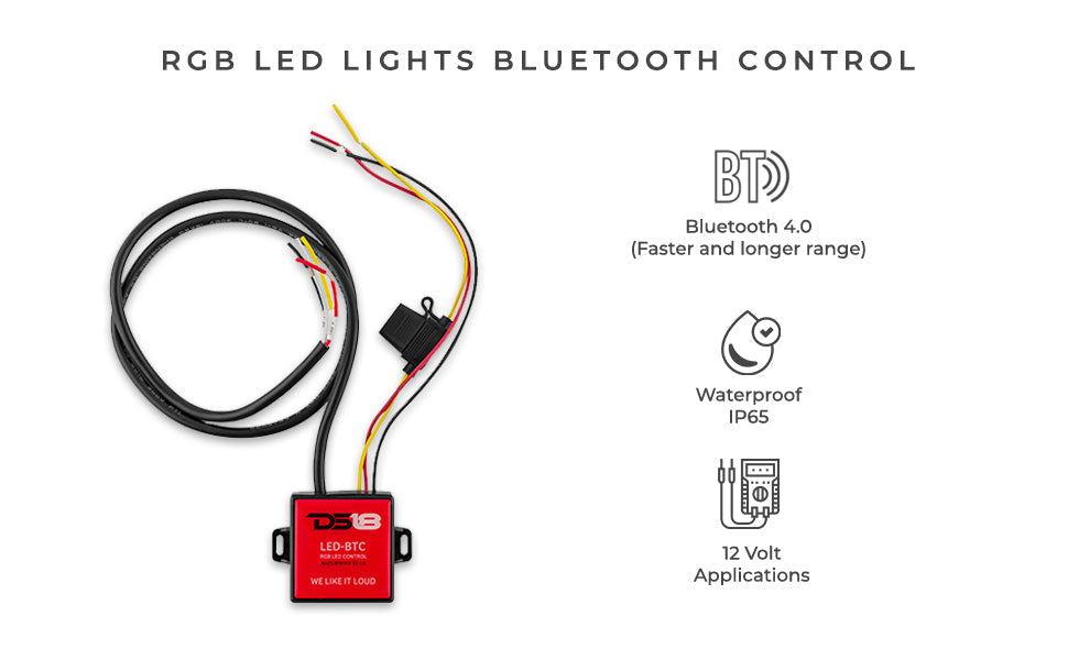 RGB-LED Lights Bluetooth 4.0 Controller | Water-Resistant IP65 - DS18