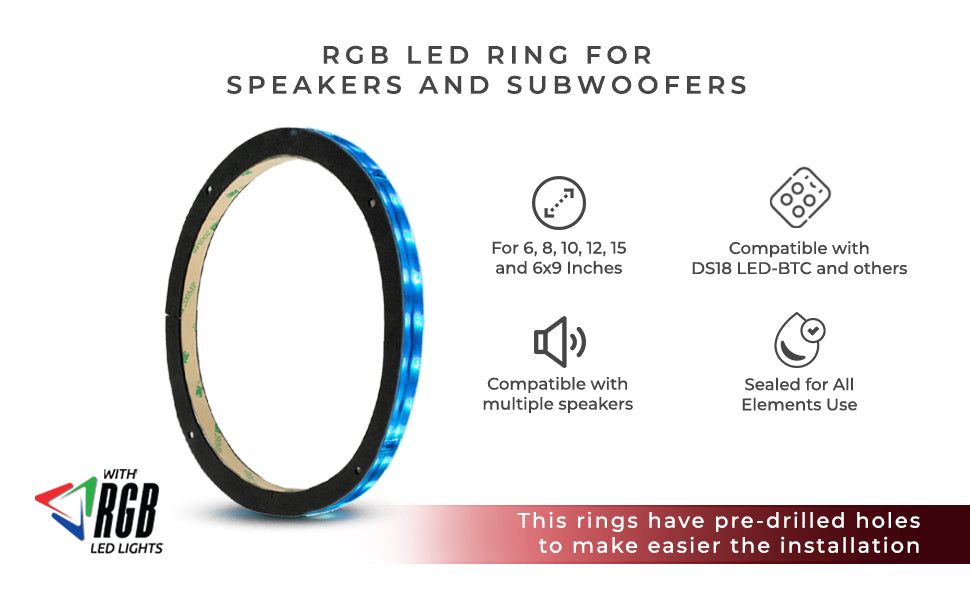 6x9 RGB LED Ring for Loudspeakers and Speakers - DS18