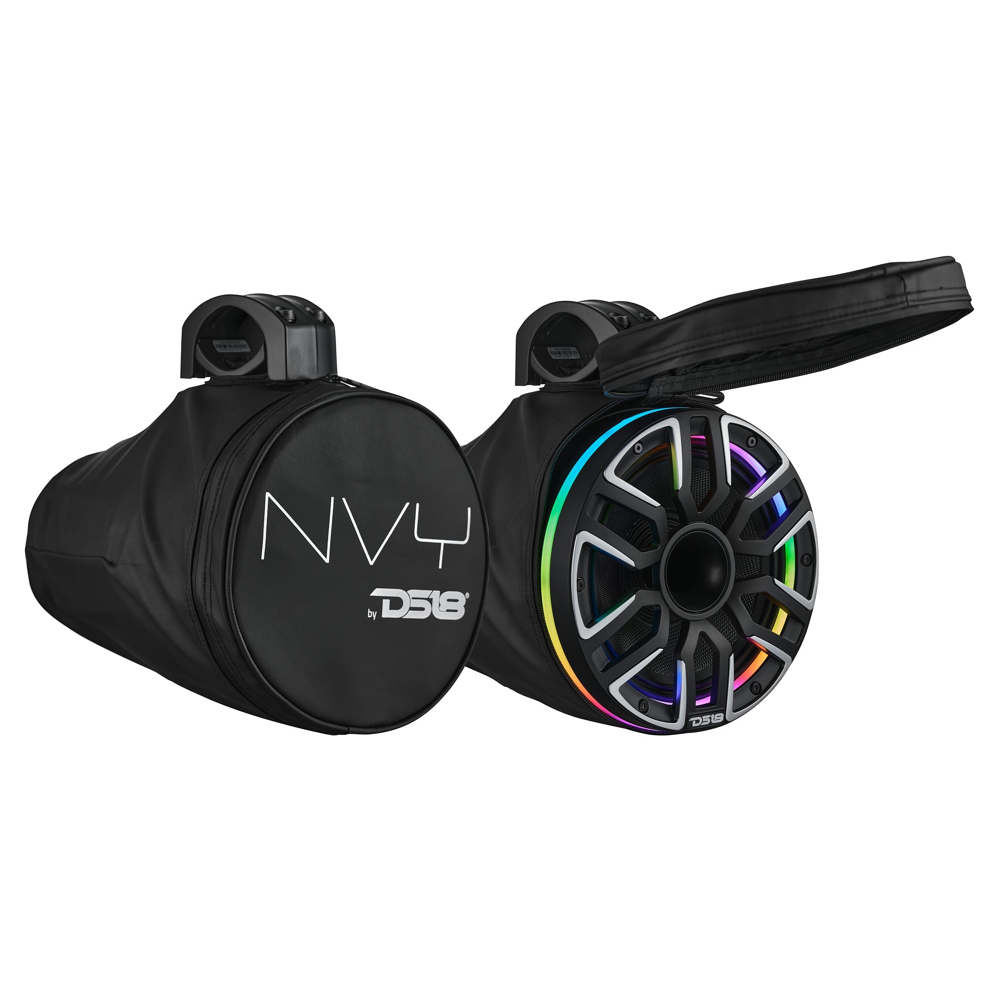 8" Marine Tower Speaker With Neodymium Magnet, Kevlar Cone, Compression Driver & Digital LED Lights | 200W RMS 4-Ohm - DS18
