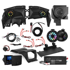 Can-Am Maverick X3 Stage 4 - Dash Speaker Panels, 8" Tower Speakers, 12” Subwoofer, Amplifier, Bluetooth Radio & LED Lights