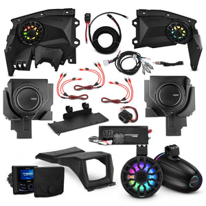 Can-Am Maverick X3 Stage 6 - Dash Speaker Panels, 8" Neodymium Tower Speakers, Dual 12” Subwoofer, Amplifier, Bluetooth Radio