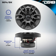 MP 4" 2-Way Coaxial Marine Speaker 50 Watts Rms 4-Ohm - DS18