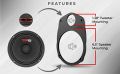 6x9 Speaker Adapter Plate | Converts Factory 6x9 Opening to 6.5 Inch Speaker + 1.38 Inch Tweeter - DS18