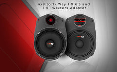 6x9 Speaker Adapter Plate | Converts Factory 6x9 Opening to 6.5 Inch Speaker + 1.38 Inch Tweeter - DS18