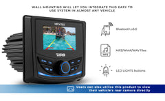Marine and Powersports Headunit 3" Color TFT screen , 2 Zones, 4 volts Output, BT, RDS 4 X 50 Watts - DS18