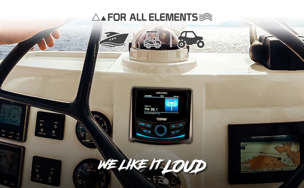 Marine and Powersports Headunit 3" Color TFT screen , 2 Zones, 4 volts Output, BT, RDS 4 X 50 Watts - DS18